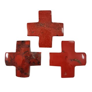 Jaspis rot Edelstein Kreuz gebohrt ca.30x30mm