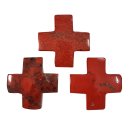 Jaspis rot Edelstein Kreuz gebohrt ca.10g 30x30mm