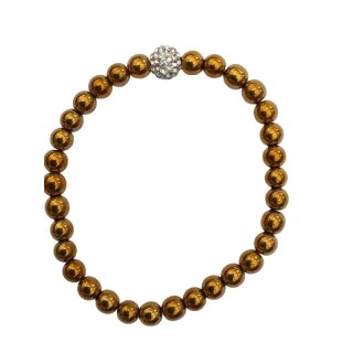 Hämatit gold  bedampft Kugelarmband, ca. 18cm x 6mm