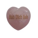 Rosenquarz Edelstein Herz bauchig klein "Hab Dich...
