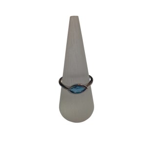 Topas blau Edelstein Schmuck Navette Ring  Gr. 58