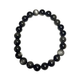 Silber Obsidian Schmuck Kugelarmband ca.19cm x 8mm