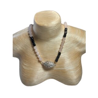 Rosenquarz Turmalin Schmuck Kugelkette ca.51x4mm