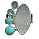 Larimar Topas Labradorit Achat Silberring Gr. 57