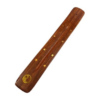 Räucherstäbchen-Halter Holz Schiffchen Yin Yang