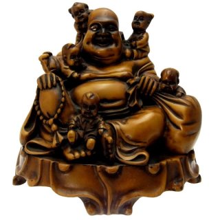 Feng Shui Figur Buddha mit Kindern braun